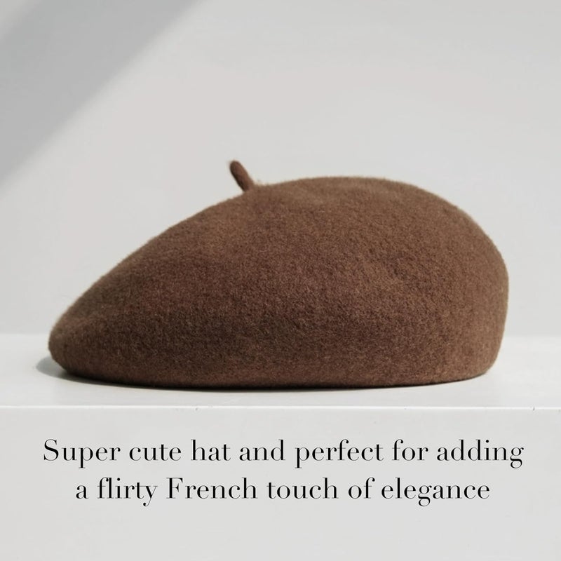 Sumolux Women Beret Hat Wool Vintage French Solid Color Classic Winter Cap - Image 2